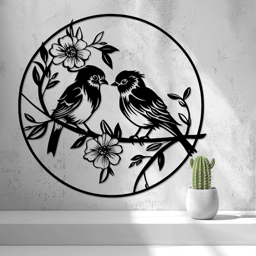 🕊️ 2D Birds with Flowers Wall Art