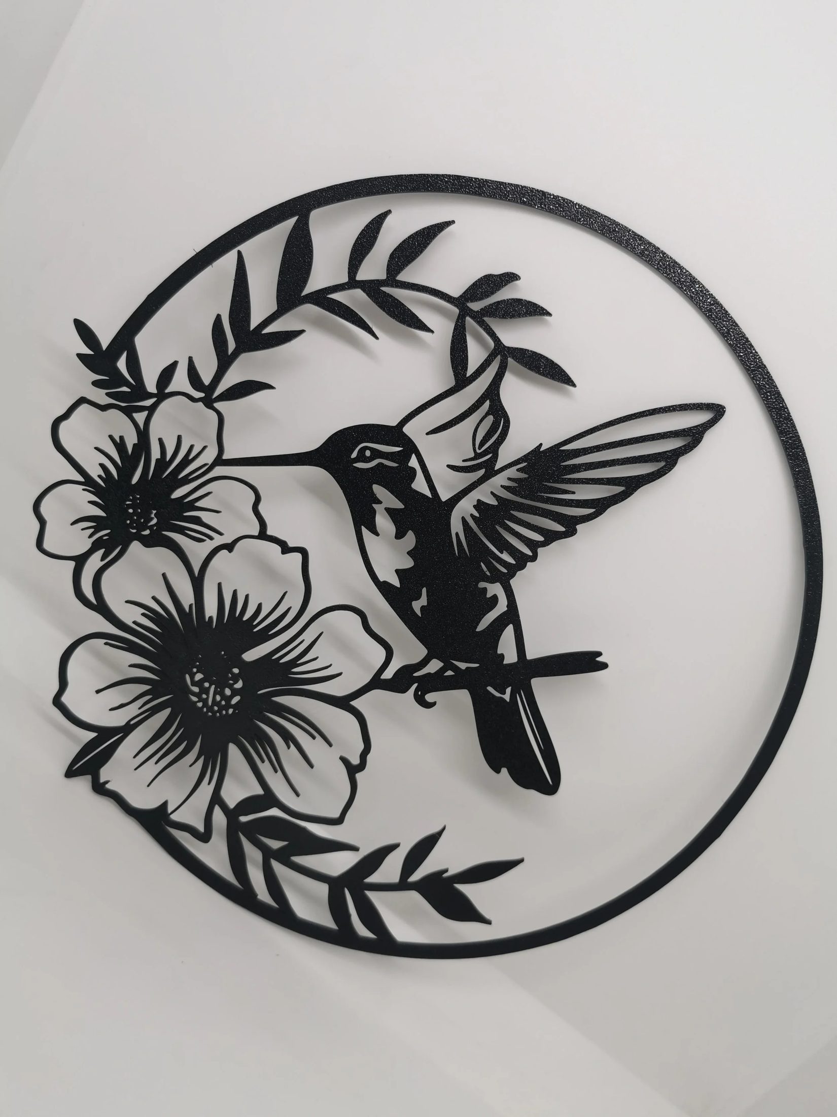 2D Hummingbird with Flowers Wall Art