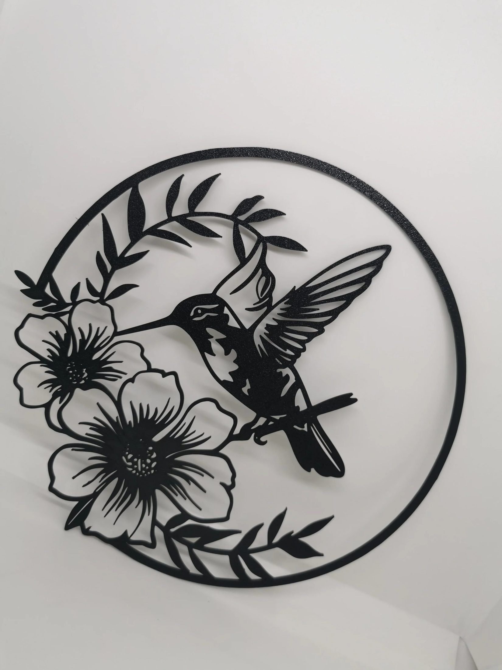 2D Hummingbird with Flowers Wall Art