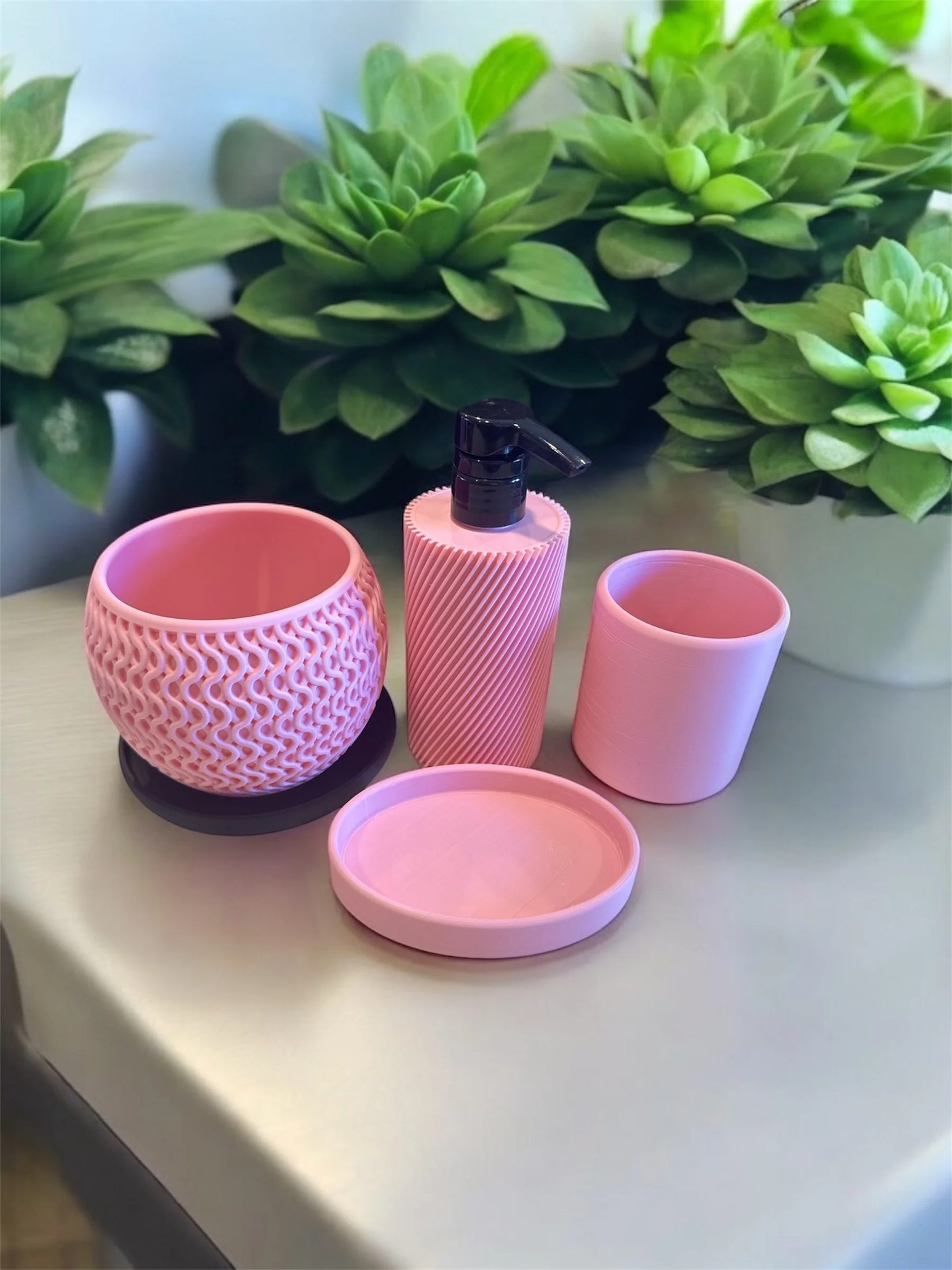 🛁 Bathroom Set (Soap Dispenser, Planter, Cup Holder & Soap Dish Holder)