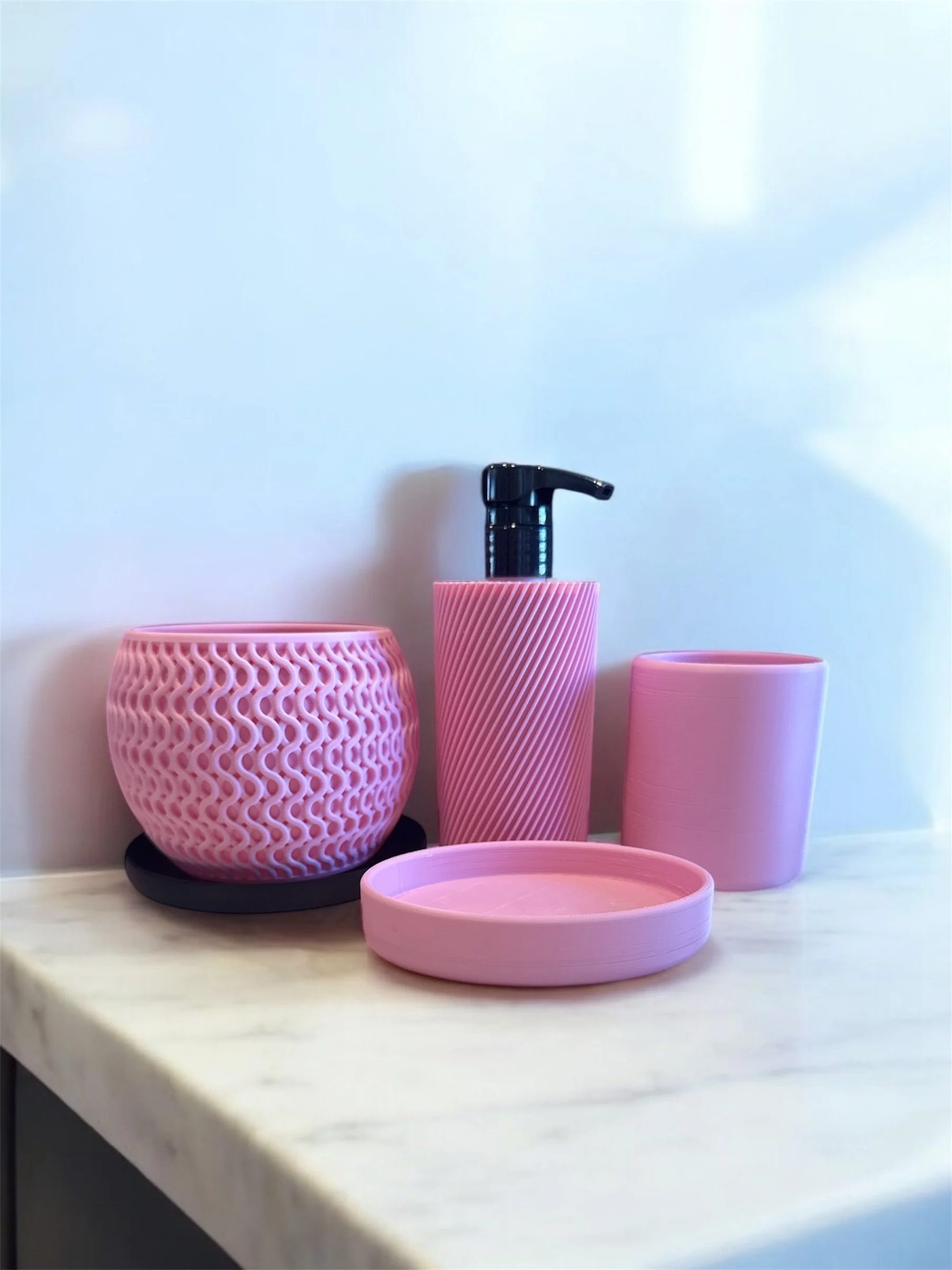 🛁 Bathroom Set (Soap Dispenser, Planter, Cup Holder & Soap Dish Holder)