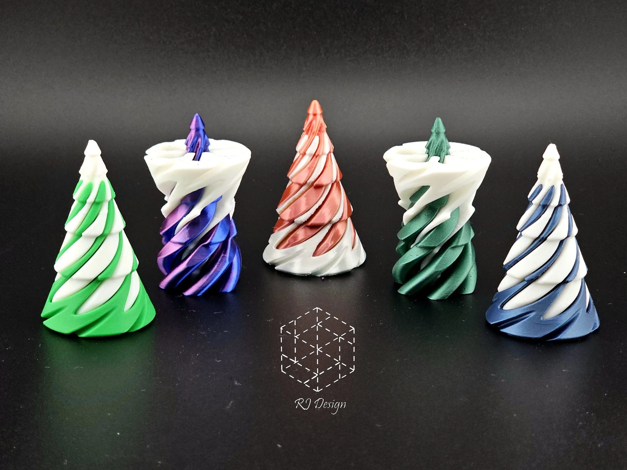 Colorful Spiral Cone Sculptures
