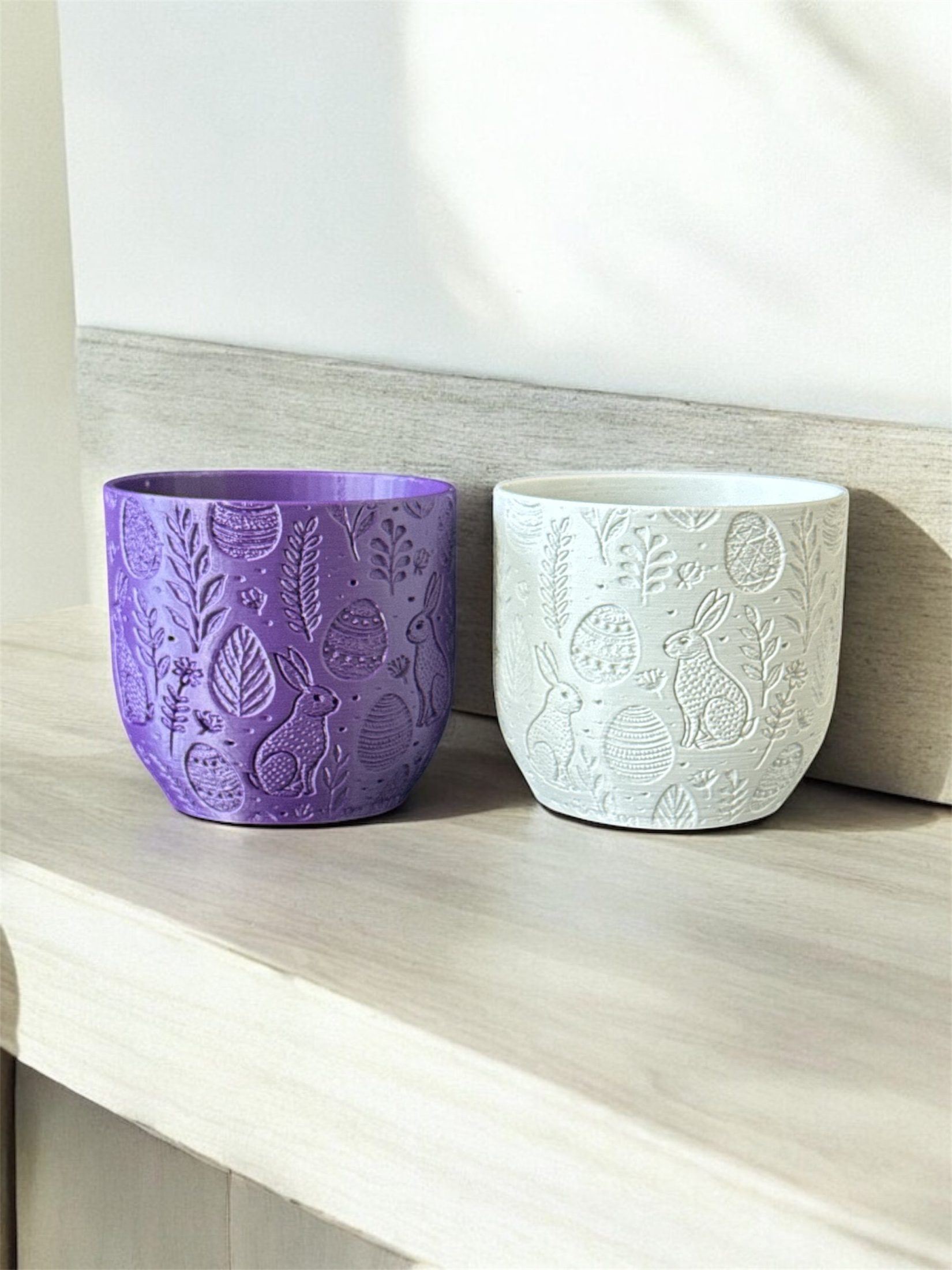 🐰 Easter Pot with Engraved Patterns: Bundle of 2