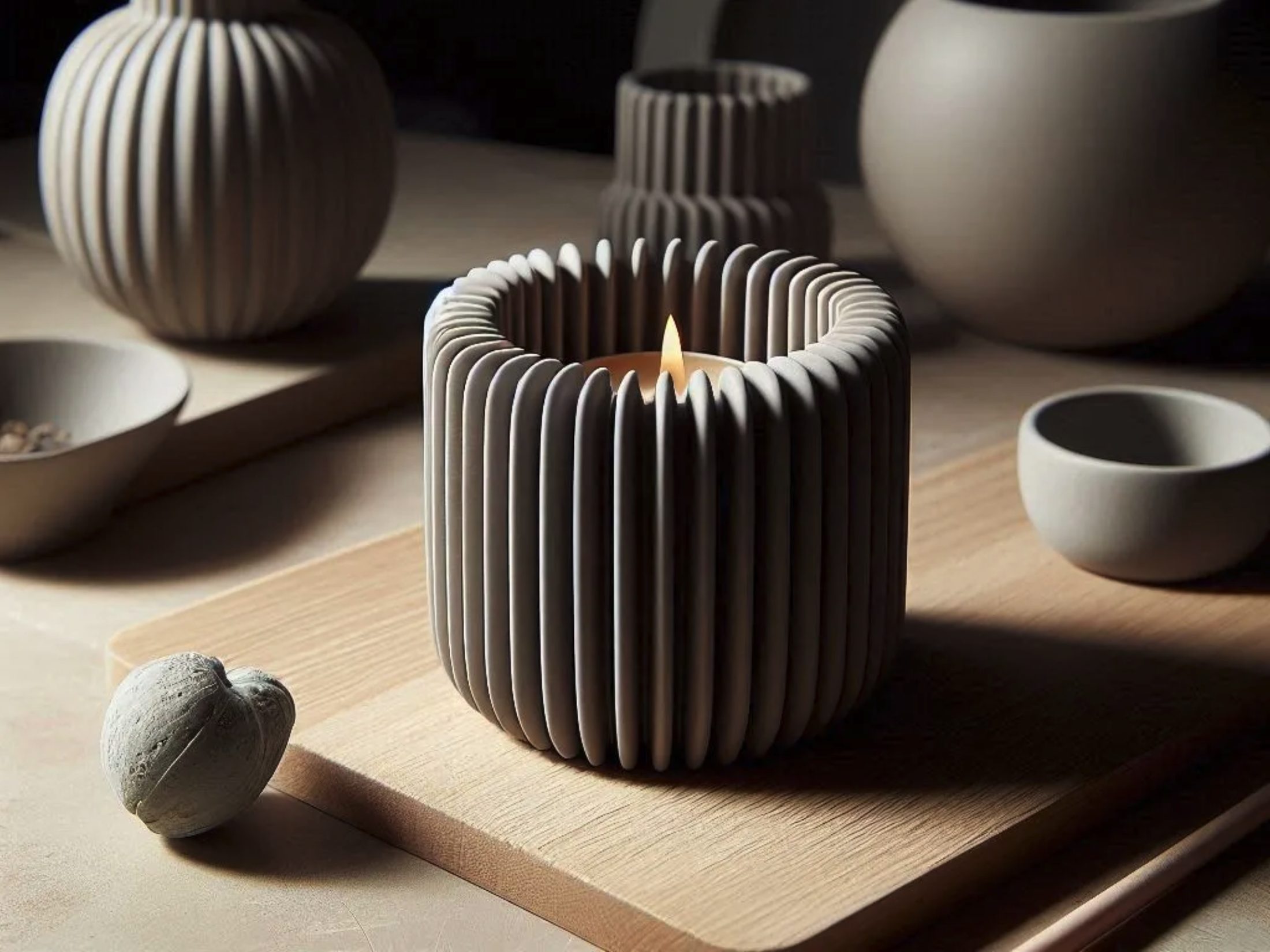 Modern Ribbed Candle Holder