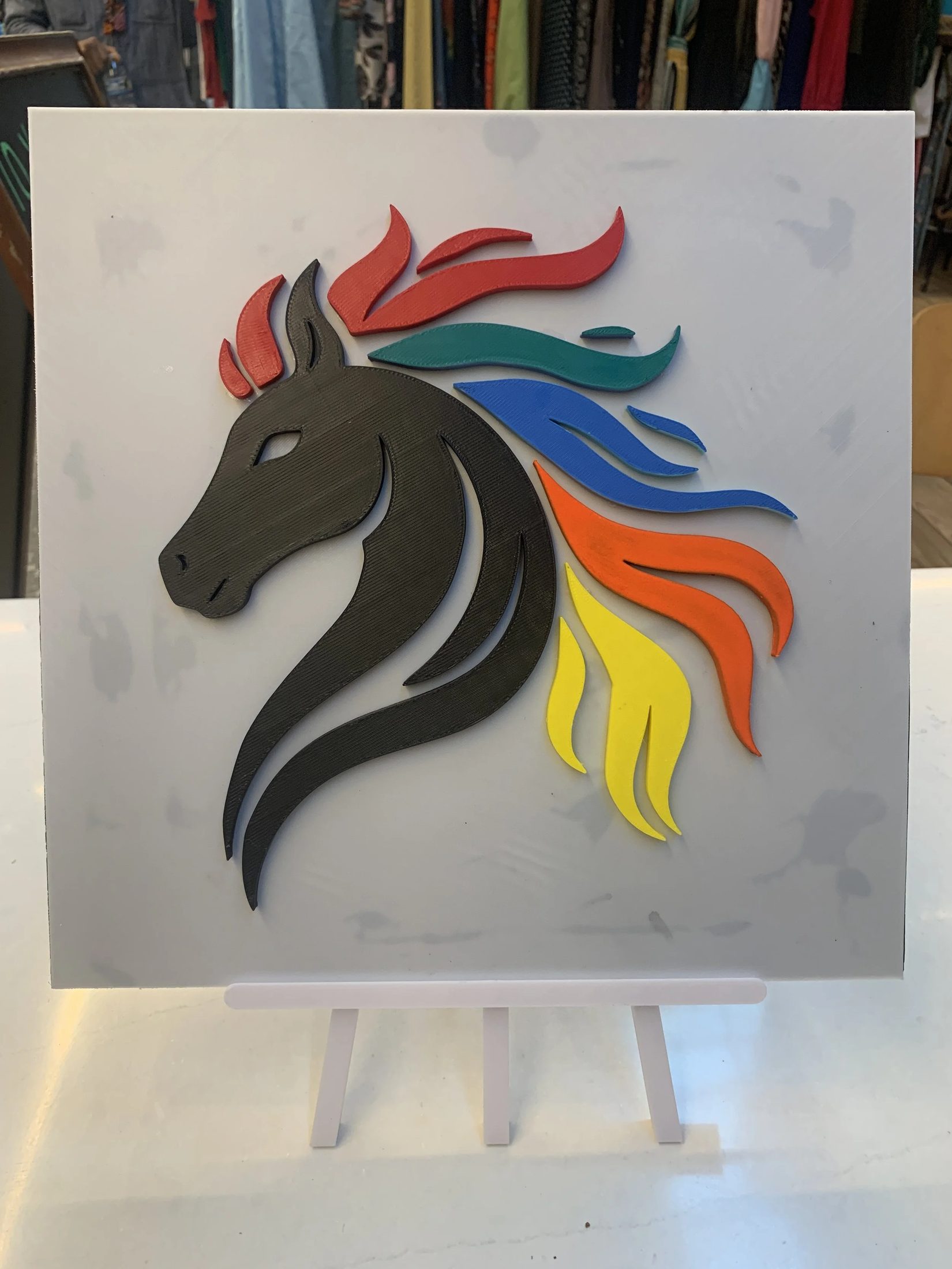 Vibrant 3D Printed Horse Wall Art